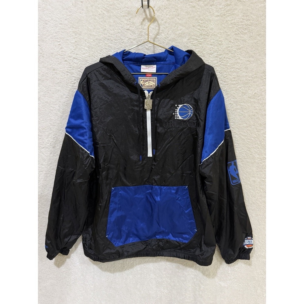 Mitchell & Ness NBA Orlando Magic Windbreaker Black Blue Anorak 1/2 Zip Hardwood